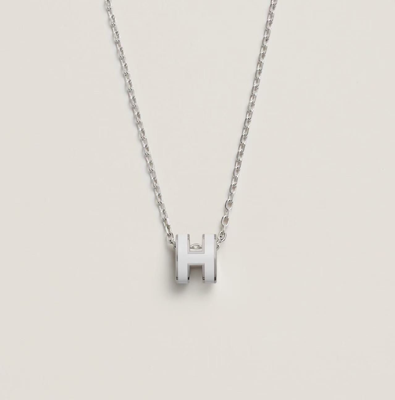 HERMÈS H POP NECKLACE WHITE SILVER