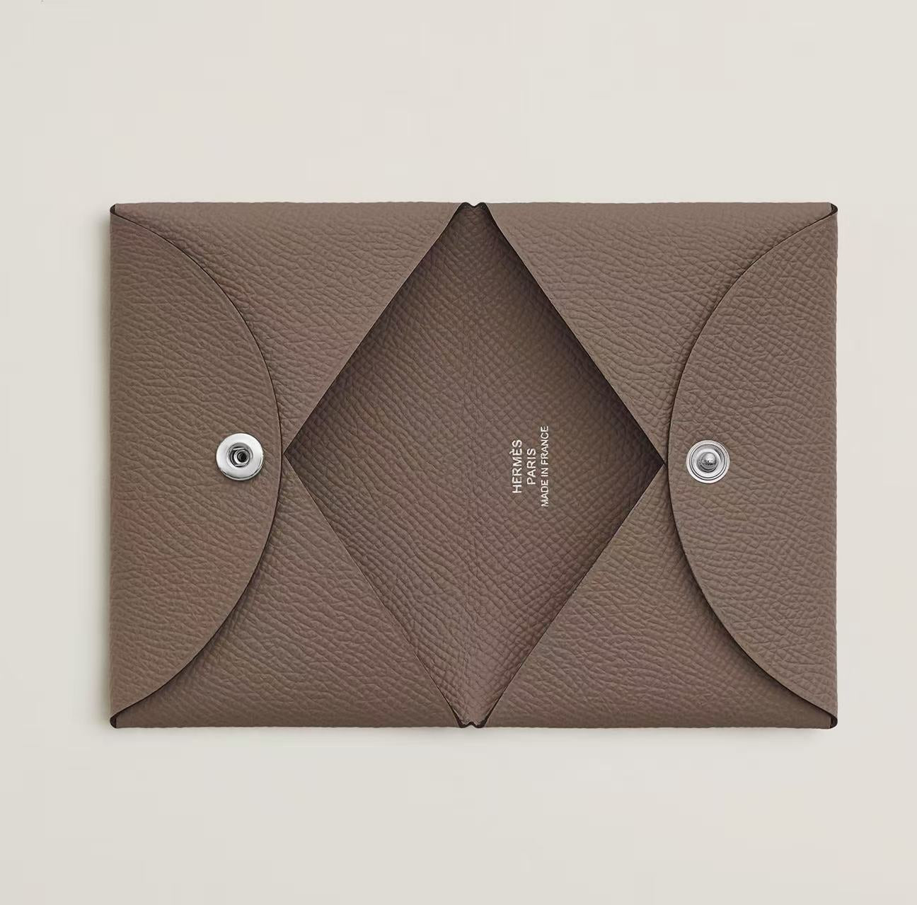 HERMÈS CALVI CARD HOLDER ETOUPE EPSOM