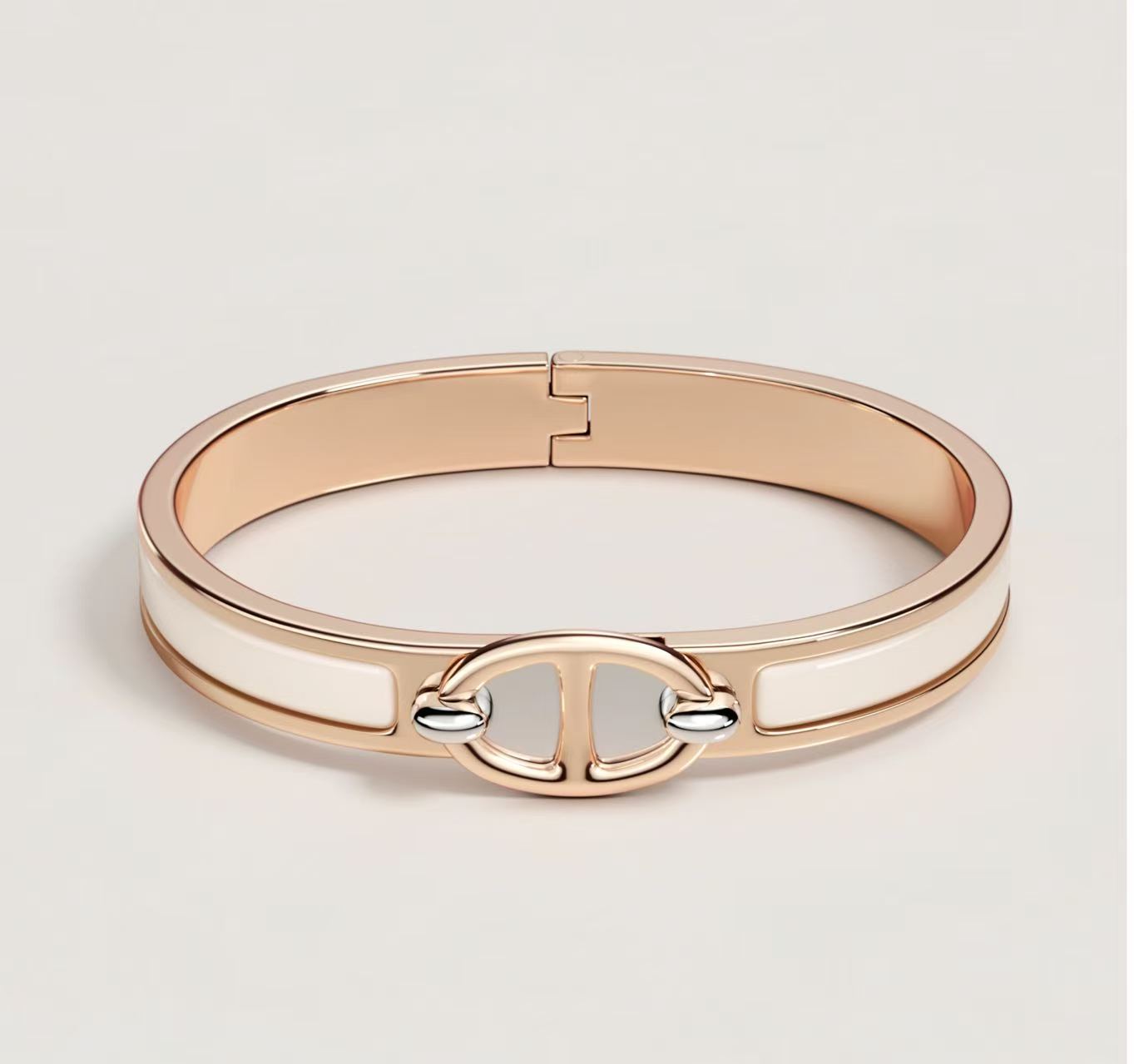HERMÈS MINI CLIC CHAINE A'ANCRE BRACELET CREME ROSE GOLD