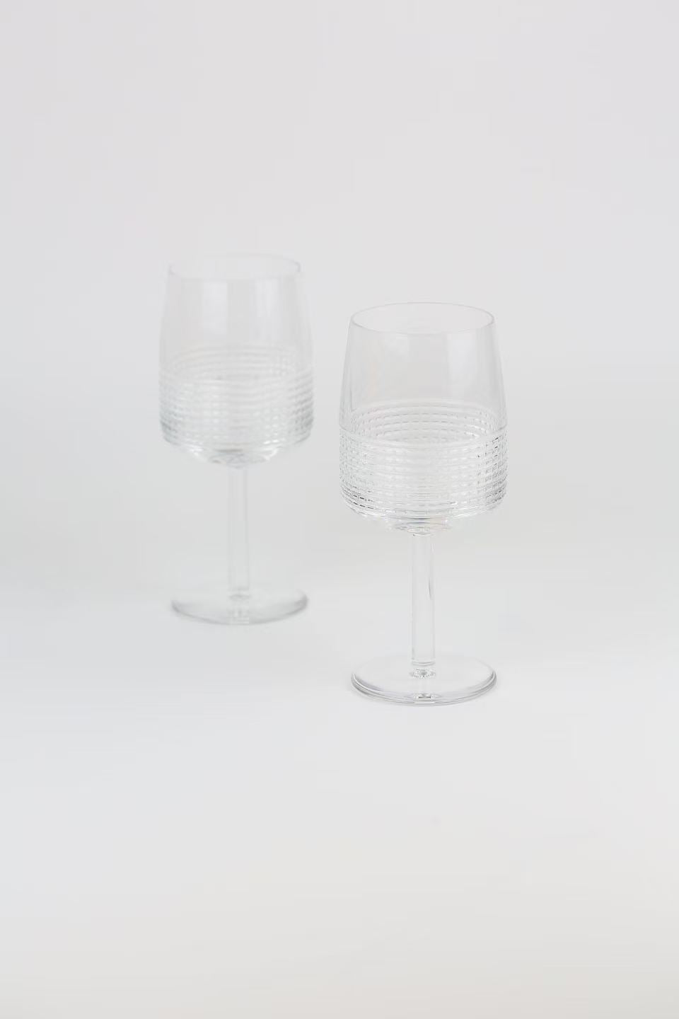 HERMÈS INTERVALLE WINE GLASS CRYSTAL SETS OF TWO