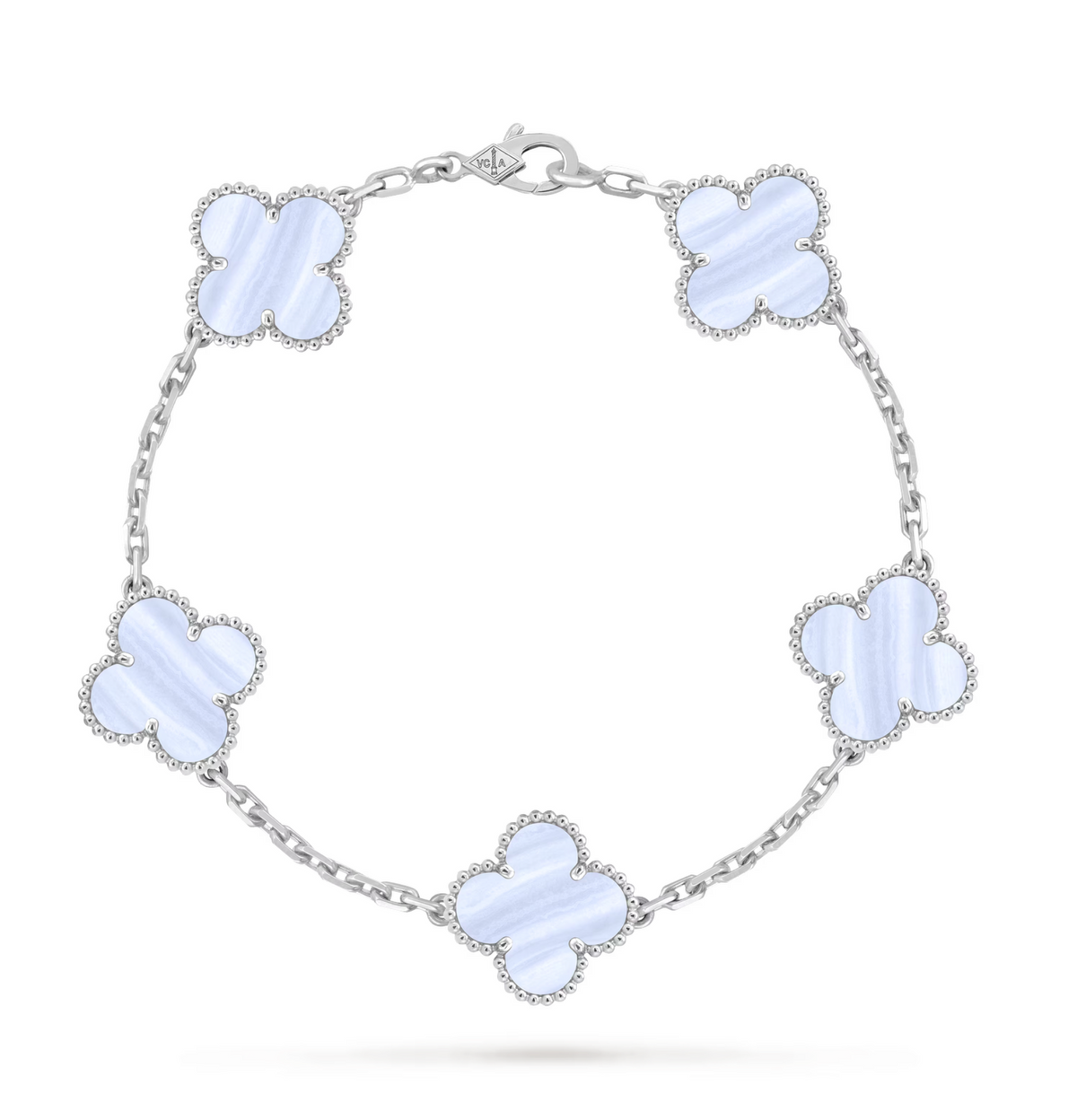 VAN CLEEF & ARPELS VINTAGE ALHAMBRA BRACELET 5 MOTIFS 18K WHITE GOLD CHALCEDONY 2024